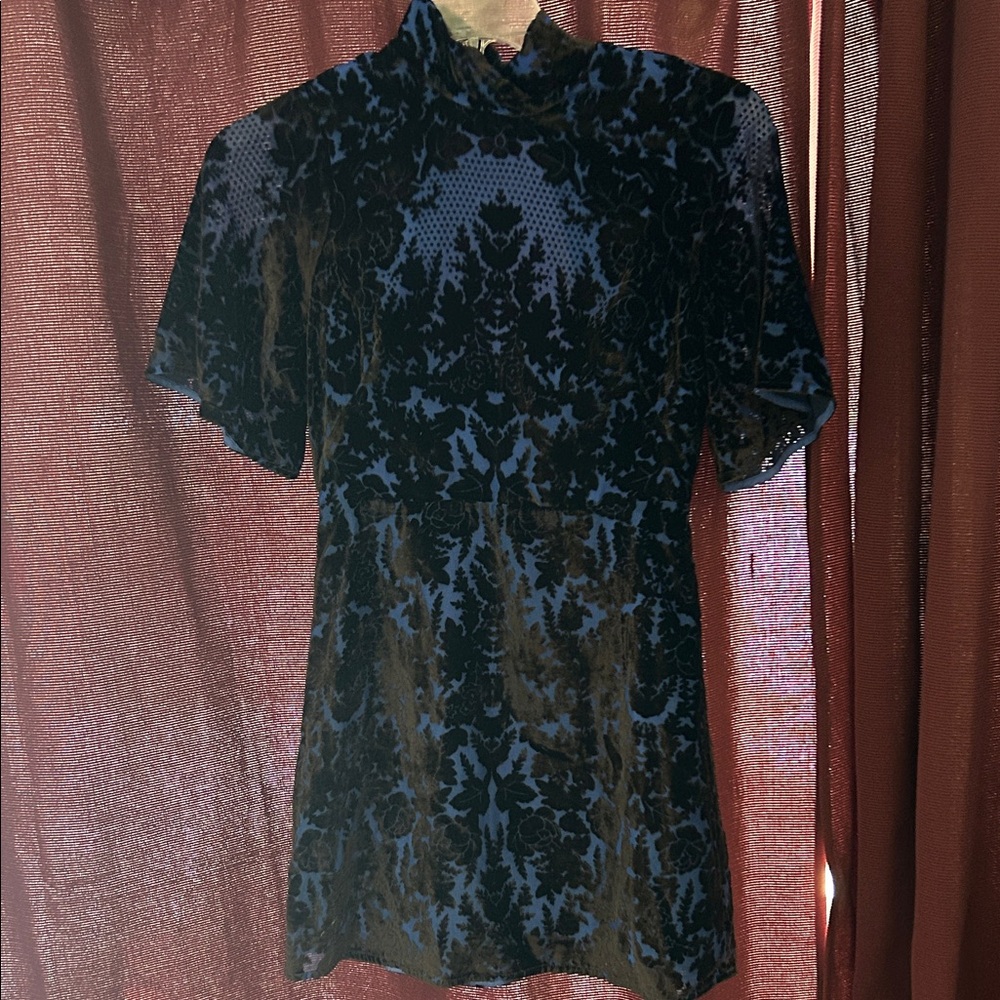 Anthropologie Black & velvet Blue mini dress-xs